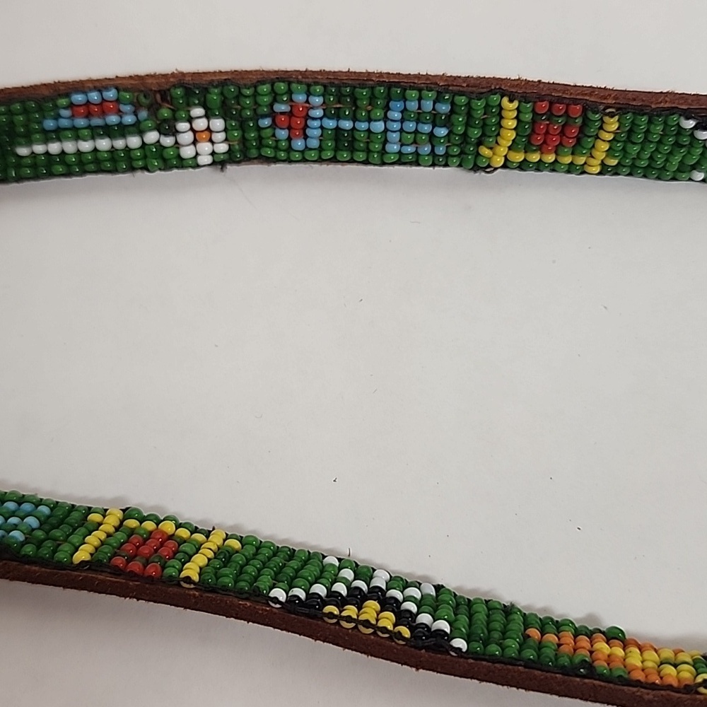 Colorful Vintage Native American Handcrafted Beaded Belt/Hat Band Size 26 - Picture 8 of 11